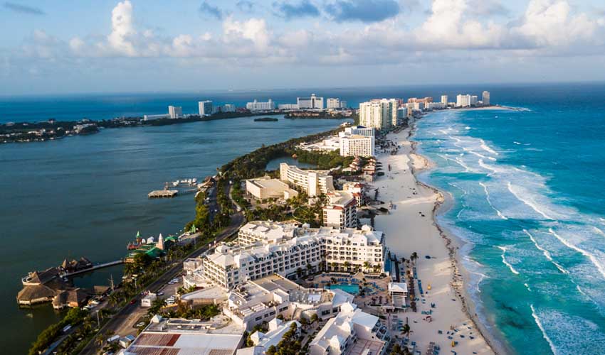 mexique a faire cancun vue aerienne sur hotels