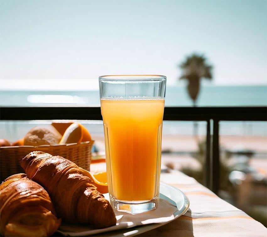 Illustration d'un petit déjeuner en terrasse