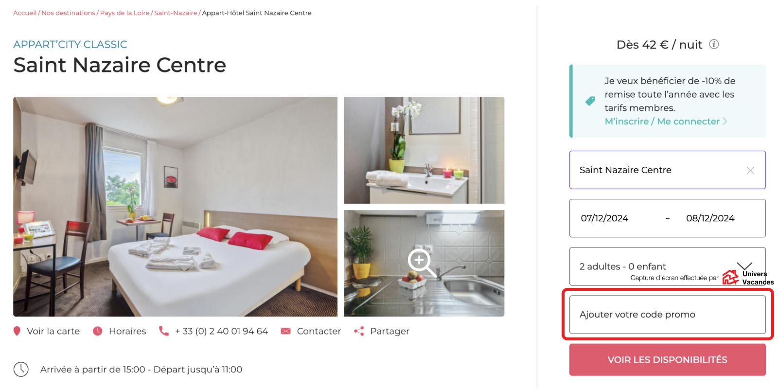 Capture d'écran du site Appart'City