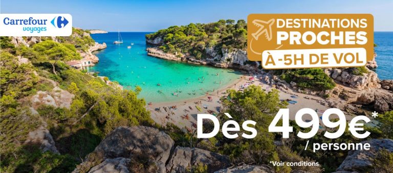 Prix exclusifs sur une sélection de destinations à moins de 5h de vol