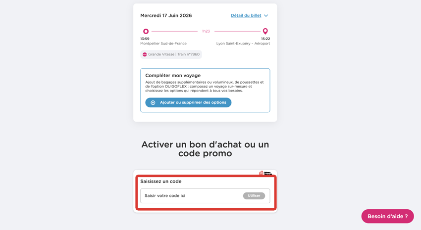 Capture d'écran du site Ouigo